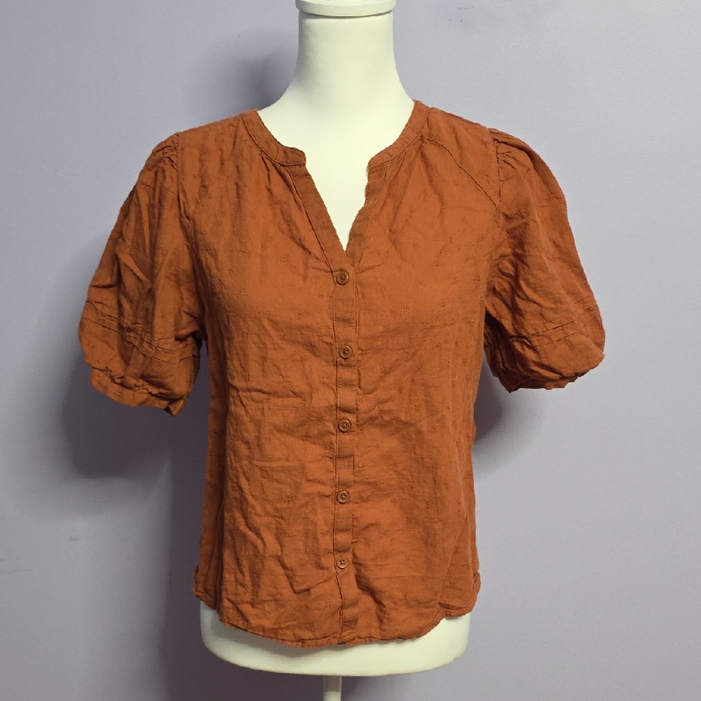 beachlunchlounge Terracotta Button-Up Blouse‎